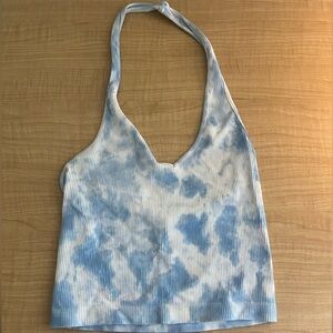 TYE DIE RIBBED HALTERNECK CROP TOP
